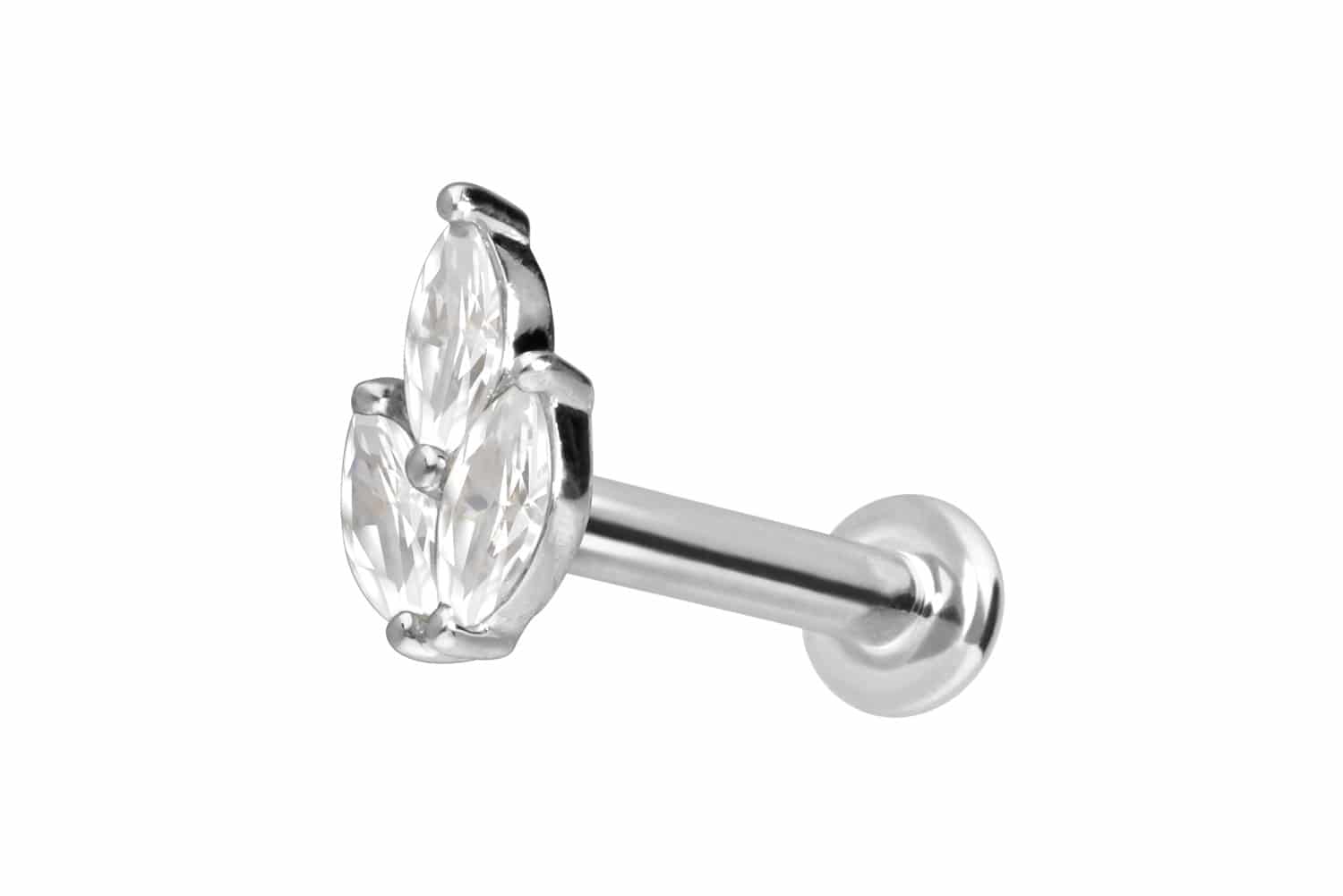 14 Karat Gold Labret Piercing mit Push Fit MOISSANIT-LOTUSBLÜTE